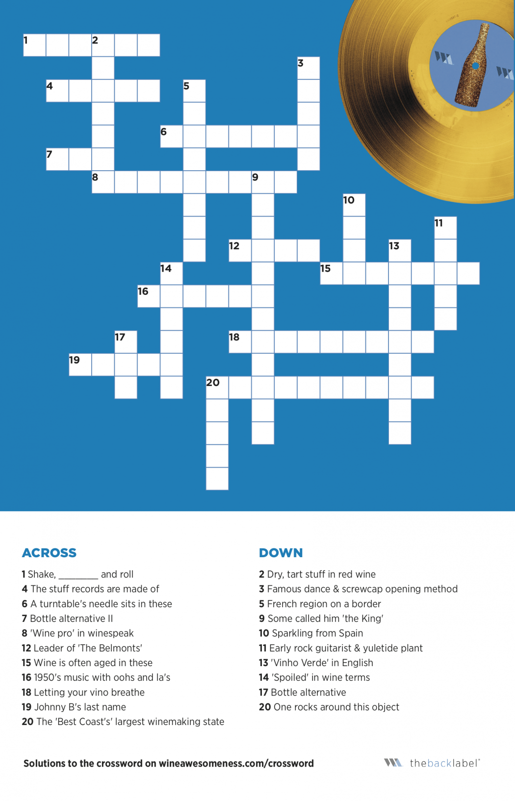Golden Oldies Wine Crossword