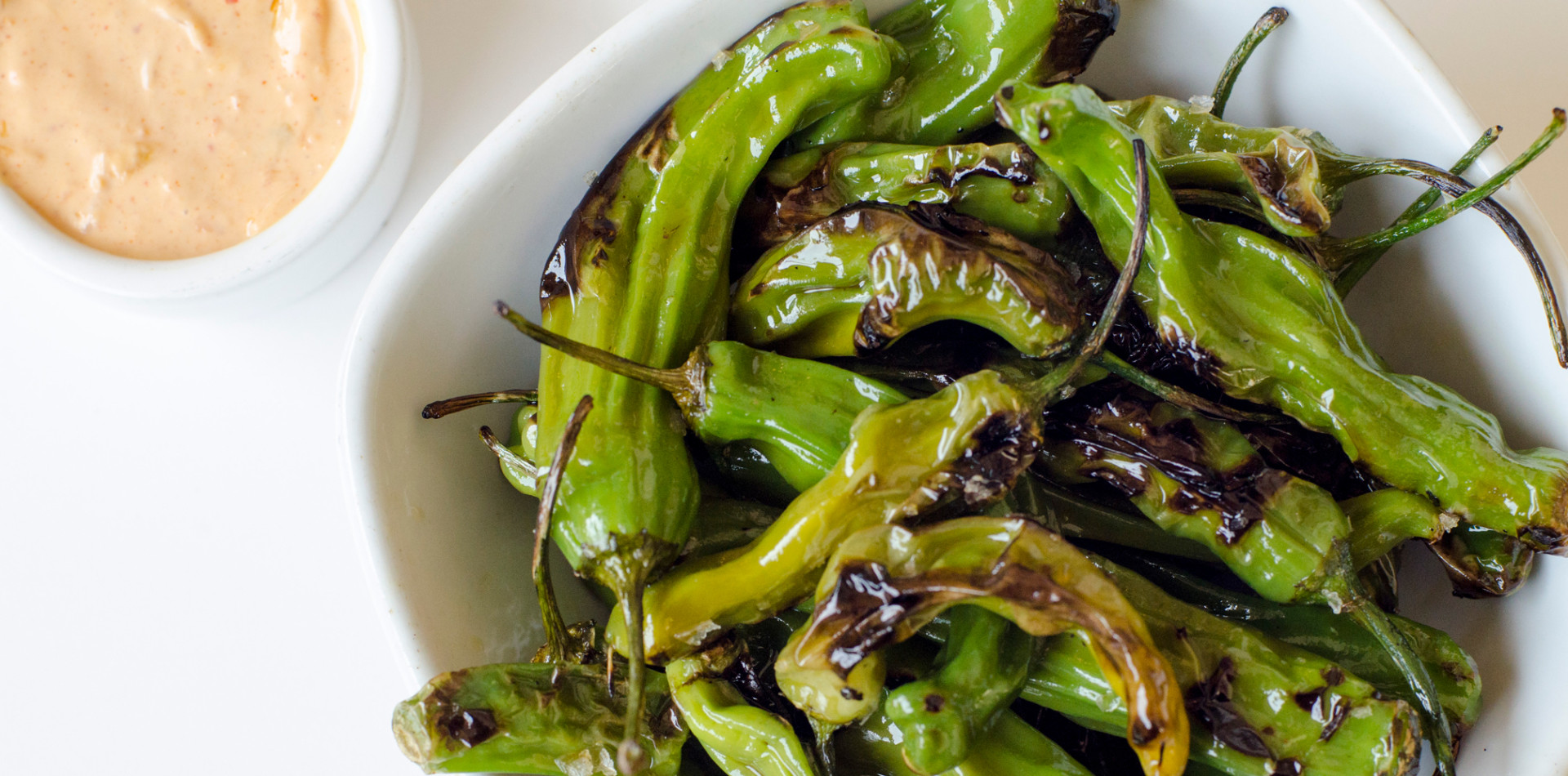 Blistered Shishitos With Kimchi Aioli thebacklabel